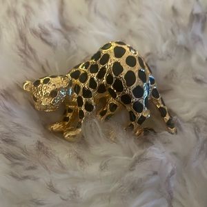 VINTAGE PARK LANE GOLD & BLACK JEWELD CHEETAH BROOCH